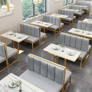 Modern Design Lederen Restaurantcabine Zitplaatsen Cafe Restaurant Tafels En Stoelen Stand Bank