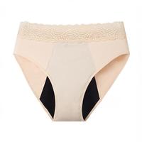 Culotte Femme 4XL Taille Moyenne Unie Quotidienne avec Bordure en Dentelle, Protection en Coton 4 Couches, Haute Absorption, Sans Coussinets