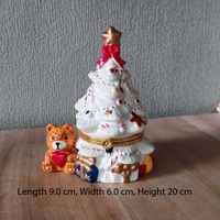 Boîte à bibelots en céramique en forme de sapin de Noël avec support de bougie et motif ours en peluche, conteneur de bougie parfumée festive, décoration d'intérieur, vente en gros