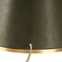 Lampe de table moderne en cuir vert olive avec base en laiton et abat-jour en cuir, lampe de chevet pour chambre à coucher, salon, bureau