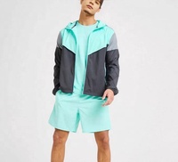 Ensemble de survêtement sportif pour homme en polyester respirant et à séchage rapide, 2 pièces, short et veste, coupe-vent de haute qualité, personnalisé pour l'été