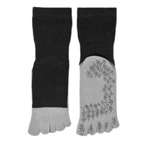 Chaussettes de sport mi-mollet à cinq doigts épaissies, antidérapantes, antibactériennes et absorbant la transpiration pour le yoga et le Pilates – Coton peigné pour l'automne/hiver