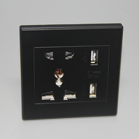Enchufe de Pared Multifunción de 5 Pines y 16A con Doble Puerto USB de 5V 2.1A, Enchufe de Pared con Conexión a Tierra Estándar para PC, Enchufe de Pared Universal con Puerto USB