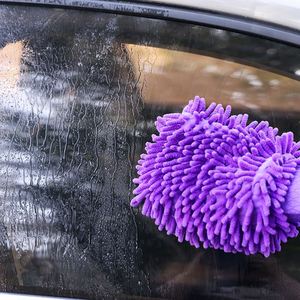 Gant de lavage en microfibre chenille bleu durable, imperméable, en matière pelucheuse, pour le nettoyage automobile et le detailing. - Product Image 3