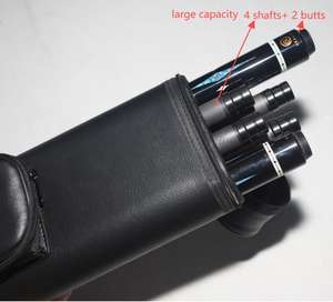 OKHEALING stock prêt 6 TROUS étui pour queue de billard 1/2 BAG PU 4PCS SHAFT + 2PCS BUTT noir avec deux petits sacs d'extension - Product Image 1