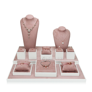 Wholesale Custom <strong>Pink</strong> White <strong>Jewellery</strong> Display Trays Jewelry Display Stand <strong>Set</strong> - Product Image 2