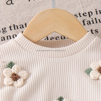 Ensemble de vêtements pour bébé fille, 1 pièce, étiquette personnalisée, coton floral, tenue printemps automne, sweat-shirt à col rond, jean, vêtements pour tout-petits