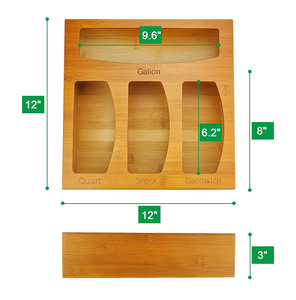 Wholesale Kitchen Wooden Plastic Bag Organizer Bamboo Ziplock Bag Storage Organizer