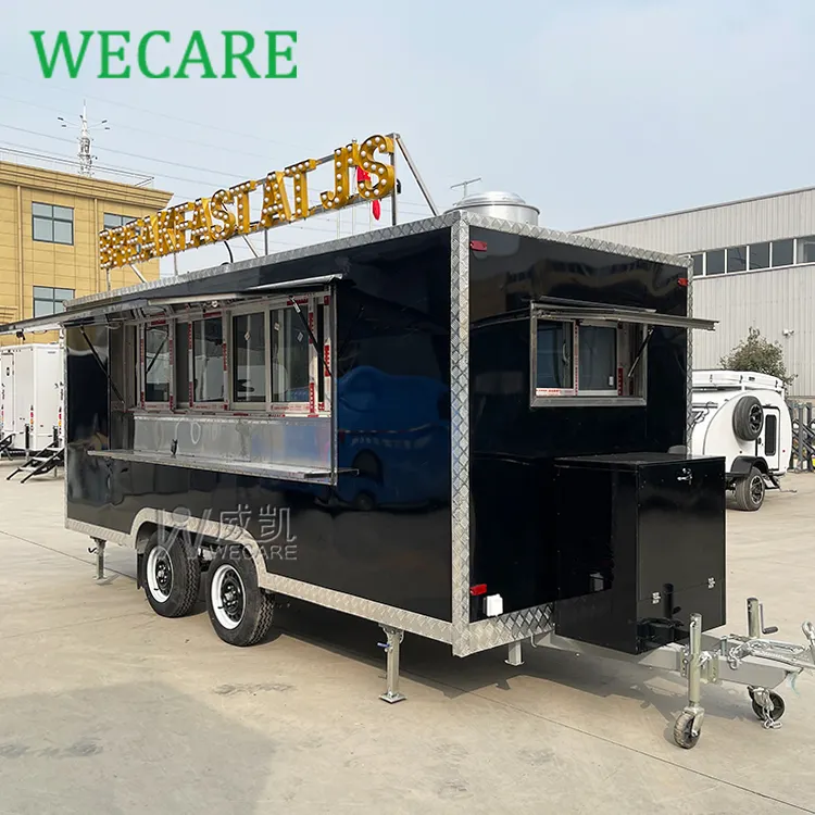 WECAREチャイニーズフードトラックスクエアモバイルキッチンフードトレーラーコーヒーアイスクリームファーストフードトラック、フルキッチン付き米国での販売