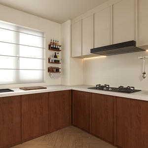 Muebles de Cocina de Estilo Chino, Madera Sólida OSB de 18MM, Encimera de Cuarzo Fácil de Limpiar, Armarios de Almacenamiento de Pared - Product Image 1