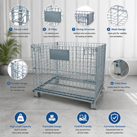 Cage à palettes en treillis métallique avec porte basculante et loquet de boucle pour le transport de pièces en usine et entrepôt