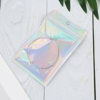 Film composite multi-matériaux en polyester holographique imprimé en héliogravure, transparent d'un côté, avec fermeture éclair à trois côtés