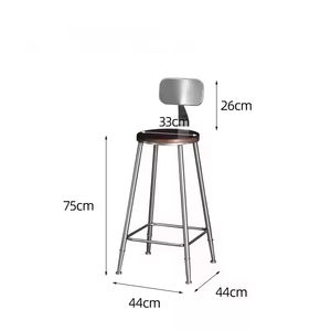 金属製バースツール工業用金属製バックレスト木製シート75cm背の高いバースツール - Product Image 3