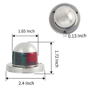 Feu de navigation LED pour bateau, rouge et vert, double couleur, acier inoxydable 316, 12Vdc, 2.2W, étanche pour bateaux - Product Image 4