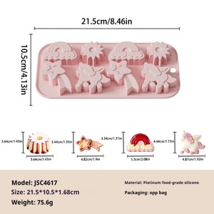 Nuovo stampo in silicone a forma di unicorno arcobaleno con 8 cavità per cioccolato e dolci, per uso alimentare - Product Image 5