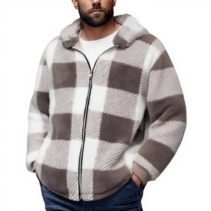Chaqueta de Franela a Cuadros Personalizada OEM para Hombre, Forro de Sherpa, Poliéster/Algodón 220g, Sudadera con Cremallera Completa, Bolsillos, Abrigo de Invierno, Ropa de Trabajo para Exteriores - Product Image 5