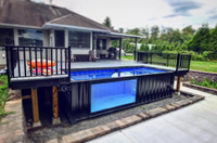 Kit Piscine Conteneur Maritime DIY Luxe Moderne en Métal Antirouille avec Accès par Escalier pour Enfants, Idéal pour Complexes Hôteliers/Hotels, Écologique