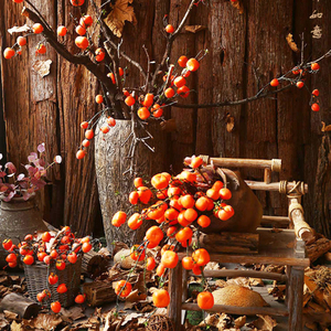 Persimmon Ruyi Retro rojo con simulación de escarcha caqui fruta árbol rama simulación flor decoración interior ornamento - Product Image 2
