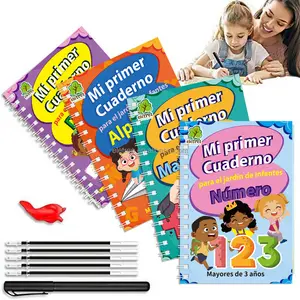 Children'S 3D Groove Calligraphy Copybook Hindi Reusable 4 5 Books Magic Writing Book In Spanish