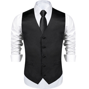 Gilet Elegante in Raso <span class=keywords><strong>Nero</strong></span> con Papillon Pre-annodato, Set Viola/Blu/Verde Salvia, Gilet da <span class=keywords><strong>Uomo</strong></span> per Matrimoni e Feste - Product Image 2
