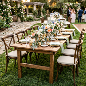Sunzo Furniture Rustic <strong>Foldable</strong> Farm <strong>Table</strong> for Outdoor Event Banquet Wedding Hotel <strong>Dining</strong> Custom Size Color EN12521 - Product Image 4