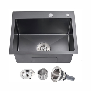 อ่างล้างจานสแตนเลสแบบหนาช่องเดี่ยวขนาดใหญ่24x18x9นิ้วอ่างล้างจานแบบฝังใต้304 - Product Image 1