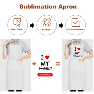 Topjlh 승화 사용자 정의 로고 주방 앞치마 청소 다기능 홈 요리사 주머니와 옷 베이킹 성인 도매 - Product Image 5