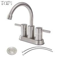 Robinet de lavabo de salle de bain en acier inoxydable, mitigeur chaud/froid 1,2 GPM, sans plomb, fourniture pour projets OEM/ODM d'usine