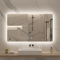 Miroir de maquillage mural à LED avec éclairage intégré, design moderne, forme rectangulaire, pour salon et usage domestique