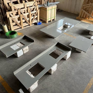 Encimeras de Cocina de Cuarzo Gris Personalizadas, Encimeras de Piedra Artificial para Baño - Product Image 5