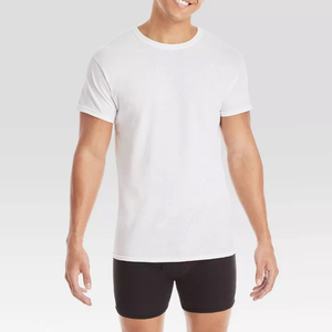 Maglietta con girocollo a girocollo elasticizzato in cotone di alta qualità in tinta unita da <span class=keywords><strong>uomo</strong></span> - Product Image 4