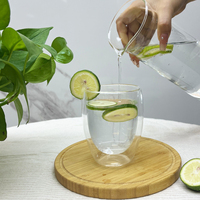 DEYANGQIAOXING Tasse en verre borosilicate à double paroi de 300 ml, haute transparence, écologique, moderne, logo personnalisé, en stock, cadeau