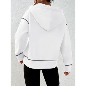 Sweat-shirt court à demi-zip pour femme, tricoté, manches courtes, fermetures éclair non doublées, tenue de printemps tendance - Product Image 4