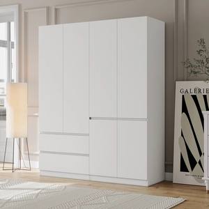 Ultimo organizzatore di vestiti portatili armadio Mdf grande camera da letto 4 porte disegni bambino in legno bambino due cassetti armadio armadio - Product Image 1