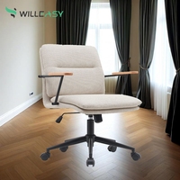 Chaise de bureau ergonomique rembourrée avec roulettes et fonction de réglage en hauteur