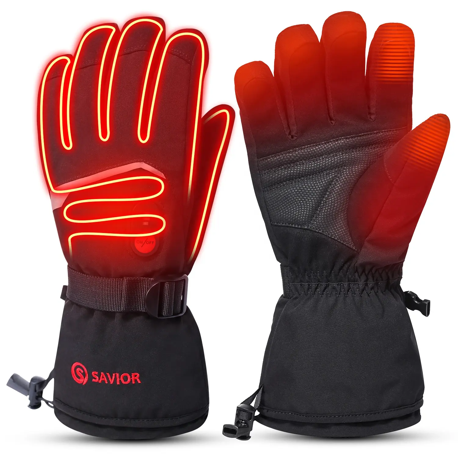Electric Battery Heated Gloves Touchscreen Waterproof Windproof Rechargeable Heated Gloves Battery Electric Ski Gloves With 3 Heating Levels