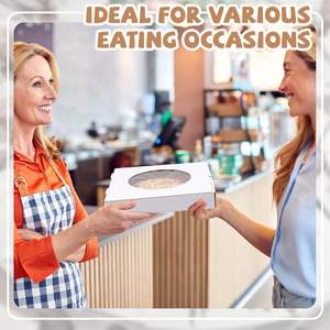 Boîtes à pizza ondulées avec fenêtre transparente, contenants carrés blancs à emporter pour la cuisson, récipients jetables pour la présentation des aliments - Product Image 5