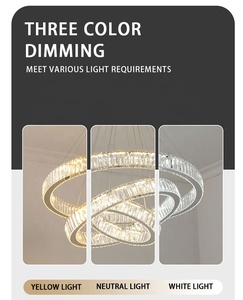 Moderno ajustable forma grande <span class=keywords><strong>de</strong></span> lujo LED decorativo largo <span class=keywords><strong>escalera</strong></span> anillo cristal candelabro colgante luz para sala <span class=keywords><strong>de</strong></span> estar Hotel - Product Image 6
