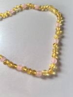 Collier pour bébé en ambre quartz miel, collier en perles d'ambre naturel en gros pour bébé, 33 cm
