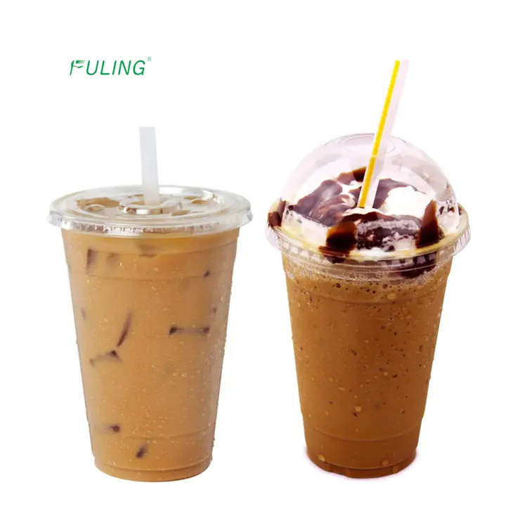 Пластиковые пригодные для переработки стаканчики для молочного чая с логотипом на заказ, пластиковые стаканчики для смешивания льда 24 32 унции с крышками для смузи
