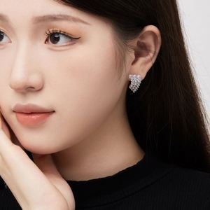 Dylam Stylish 925 Sterling <b>Silver</b> Rhodium 18K Gold Plating Multiple Layer Row 5A Cubic Zirconia <b>Stud</b> <b>Earrings</b> for Women Gifts - Product Image 3