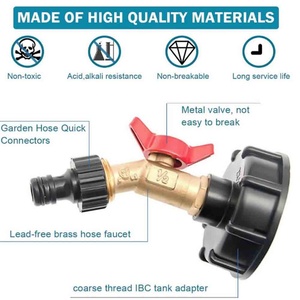 Garden Hose Accessories IBC Tote Adapter S60X6 Garden Hose <b>Quick</b> <b>Connector</b> Lead-Free Brass Hose Faucet Valve - Product Image 5