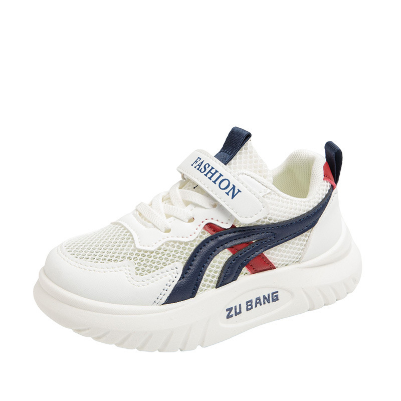 2025 Spring Summer Collection Girls' Boys' Breathable Sneakers Soft TPR PU Insole Lace-Up Children's Breathable Mesh Shoes