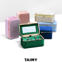 Boîte à bijoux rectangulaire classique en gros avec charnière métallique et bouton-pression, étui de rangement personnalisé avec logo et miroir intérieur pour maquillage