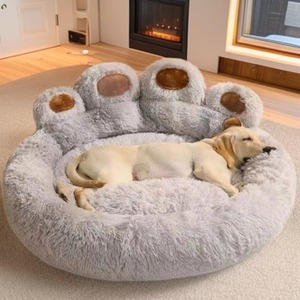 Kingtale Großhandel Custom Pet Lieferanten Hunde zubehör Umwelt freundlich Flauschig Gemütlich Bär Pfoten form Plüsch Runde Katze Hunde bett - Product Image 3