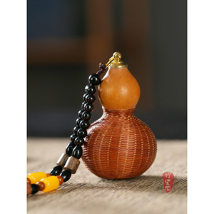 Gourd Shaped Bamboo Woven Pendant Handmade <b>Ornament</b> <b>Car</b> Decor Gift Unisex Jewelry Charm - Product Image 5
