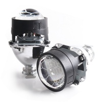Sanvi 2.5'' Lentille de projecteur MINI Bi-Xénon HID à revêtement bleu H1, Anneau adaptateur de base de phare de voiture en nid d'abeille 12V LHD pour rétrofit