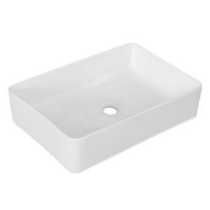 Lavabo de encimera Mod La50 55 x 39 cm, lavabo rectangular blanco para baño - Product Image 1
