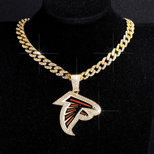 Collar de Cadena Cubana Unisex de Aleación Dorada y Plateada de Dos Tonos con Diseño de Cabeza de Halcón, Estilo Hip Hop Bling, para Niños, Personalizado, Campeón, Fútbol y Deportes - Product Image 4