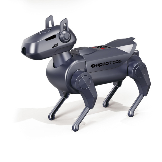 Remote Control Realistic Robot Dog - DIY Interactive STEM Pet, Rc Robot Dog Toy Walking with Spray for Kids Age 6+ (dark Grey)